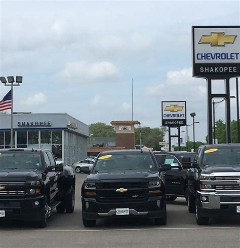 Shakopee chevrolet - Shakopee Chevrolet. - 198 Cars for Sale. GM Certified Internet Dealer, GM Certified Used Vehicles. 1206 1st Ave. Shakopee, MN 55379 Map & directions. http://www.shakopeechevrolet.com. Sales: (952) 522-2492 Service: (866) 475-3056. Today 9:00 AM - 8:00 PM (Open now) 